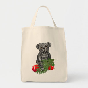 Tote Bag Carlin noir Chiot adorable Art de Noël
