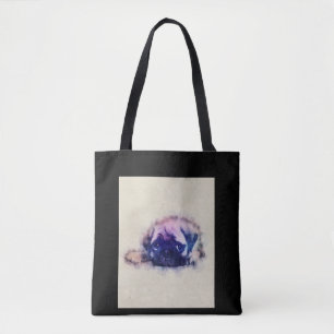 Tote Bag Carlin Puppy croquis Carlin Amoureux de les chiens