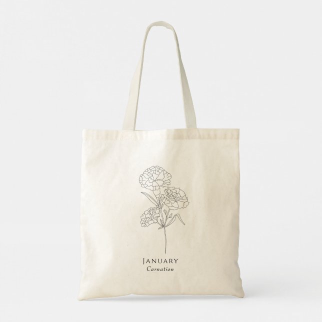 Tote Bag Carnation - Janvier fleur du mois de naissance (Dos)