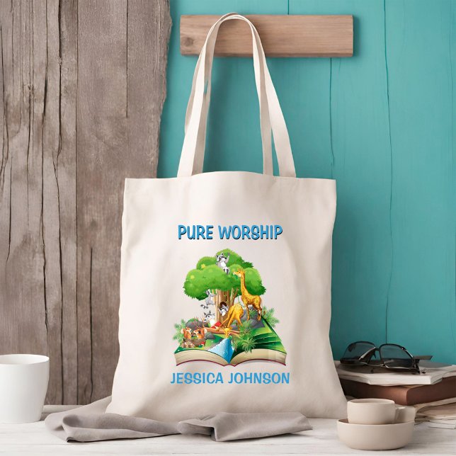 Tote Bag Carnet de culte pur pour enfants avec de mignons a (Créateur téléchargé)