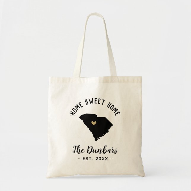 Tote Bag Caroline du Sud Accueil Sweet Home Famille Monogra (Devant)
