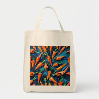 Tote Bag Carottes Origami Acrylique Motif bleu orange