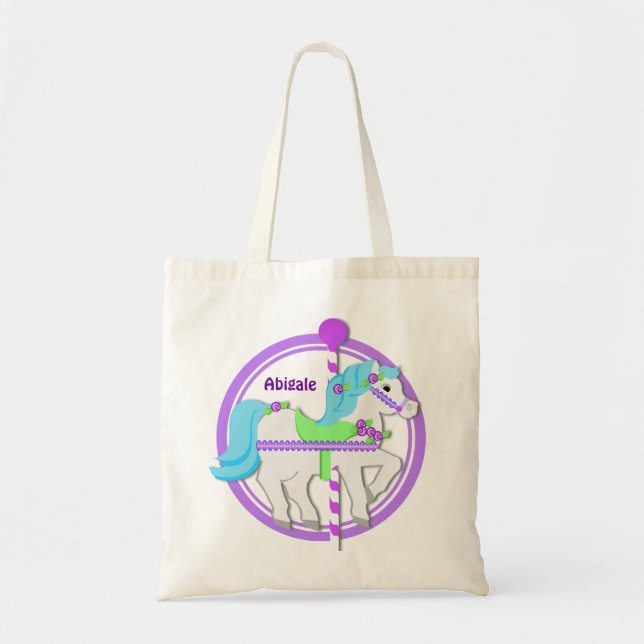 Tote Bag Carousel Pony Purple avec Roses (Devant)
