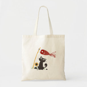 Tote Bag Carp streamer happy cat - Choose background color