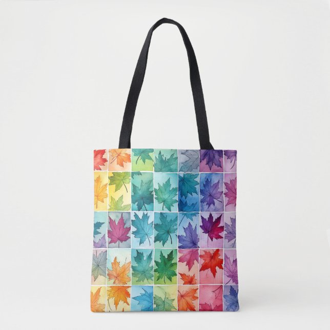 Tote Bag Carré de feuille d'érable artistique (Devant)