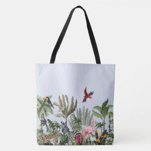 Tote Bag Carré en soie de faune de jungle tropicale