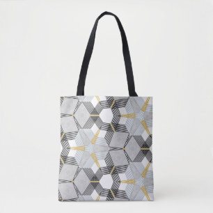 Tote Bag Carré hexagone coloré : kaléidoscope géométrique.