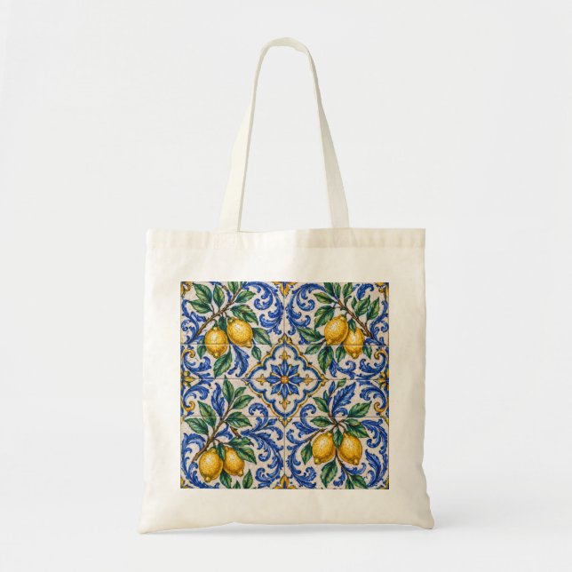 Tote Bag Carreau Azulejo au Citron Italien (Devant)