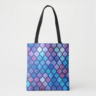 Tote Bag Carreaux arabes géométriques abstraits aquarelle