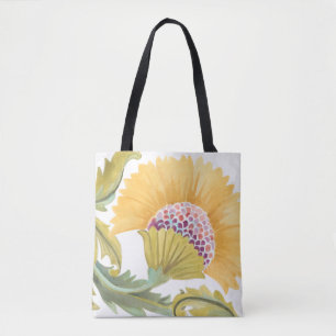 Tote Bag Carreaux floraux de l'abbaye - Jaune