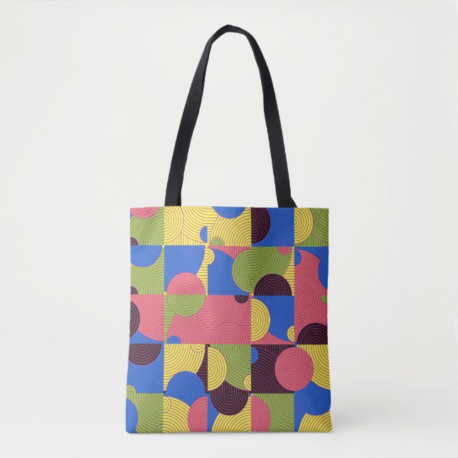 Tote Bag Carreaux vintages Retro Motif des années 1960 (Devant)