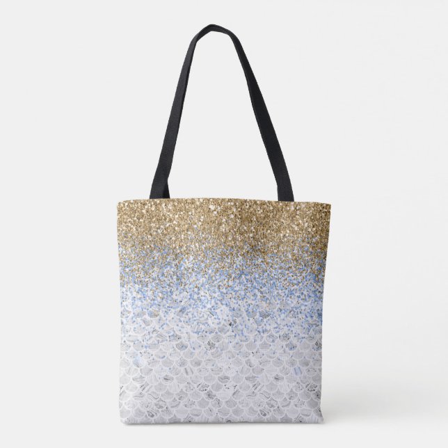 Tote Bag *~* Carrelage gris en marbre Parties scintillant d (Dos)
