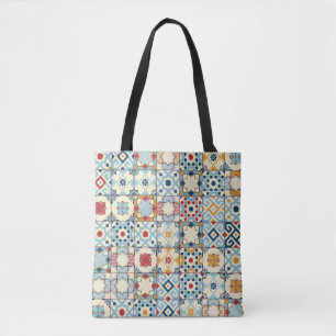 Tote Bag Carrelage marocain, motif sans couture colorée.