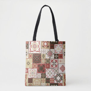 Tote Bag Carrelage MOTIF de style marsala-marron-beige maro
