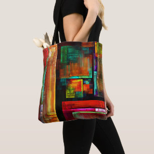 Tote Bag Carrés colorés Motif d'art Abstrait moderne #04