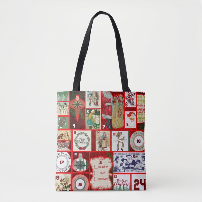 Tote Bag Carrés de l'illustration de Noël (Devant)