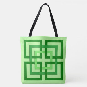 Tote Bag Carrés géométriques modernes, vert menthe et émera