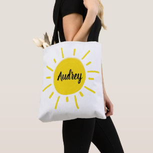 Tote Bag Cartable jaune lunatique de Sun peint par soleil