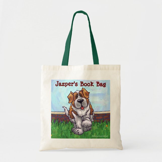 Tote Bag Cartable personnel de chien de St Bernard (Devant)