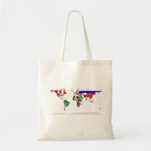 Tote Bag Carte Abstraite du monde coloré