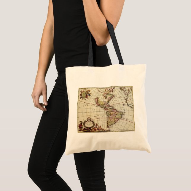 Tote Bag Carte ancienne des Amériques par Johannes De Ram (Devant (produit))
