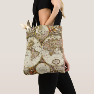 Tote Bag Carte ancienne du Monde par Frederick de Wit, vers