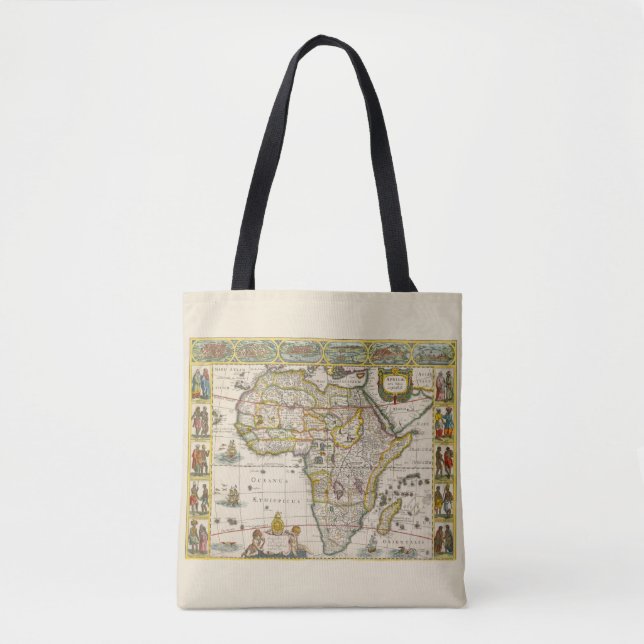 Tote Bag Carte antique de l'Afrique par Hondius et Jansson (Devant)