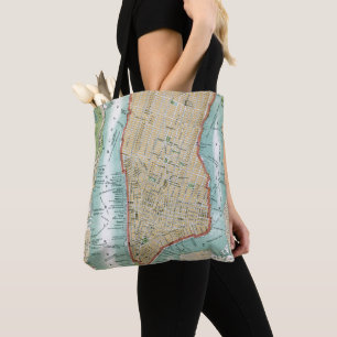 Tote Bag Carte antique de Lower Manhattan et de Central