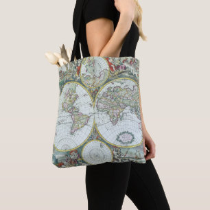 Tote Bag Carte antique du monde du 17e siècle, Frederick De