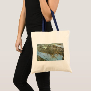Tote Bag Carte antique Vue aérienne Ville de Seattle Washin