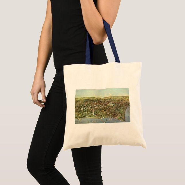 Tote Bag Carte antique, Vue panoramique de Washington DC (Devant (produit))