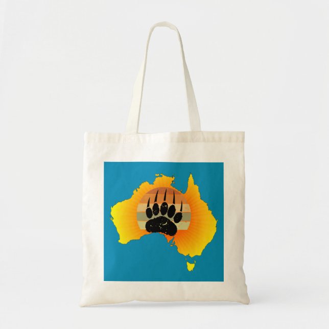 Tote Bag Carte Australie Sunny Ours Avec Sunset Rétro (Devant)