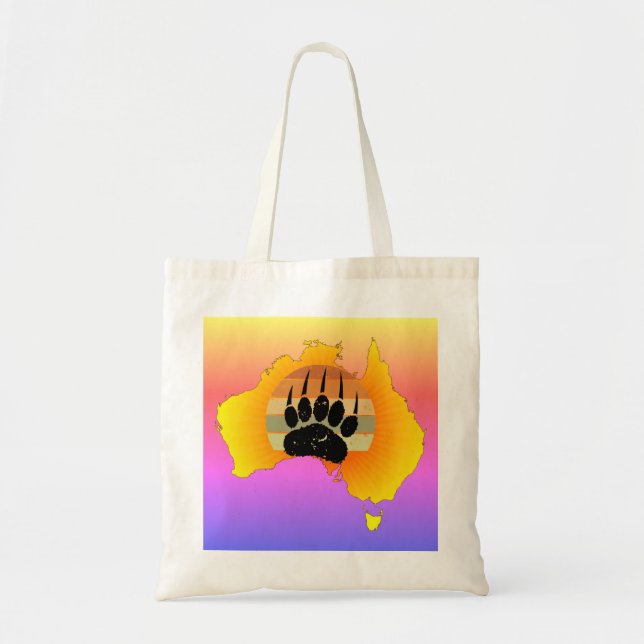 Tote Bag Carte Australie Sunny Ours Avec Sunset Rétro (Devant)