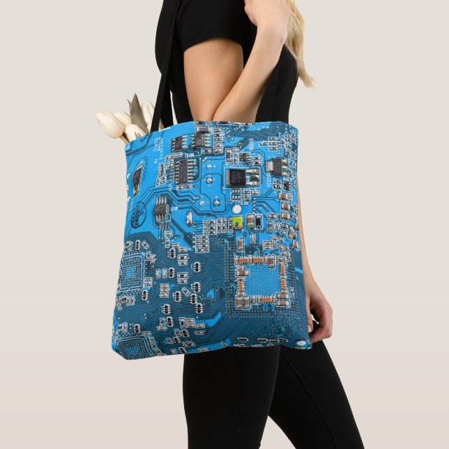 Tote Bag Carte circuit bleu circuit imprimé à circuit impri (De près)