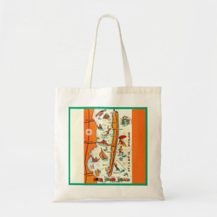 Tote Bag Carte colorée de Long Beach Island