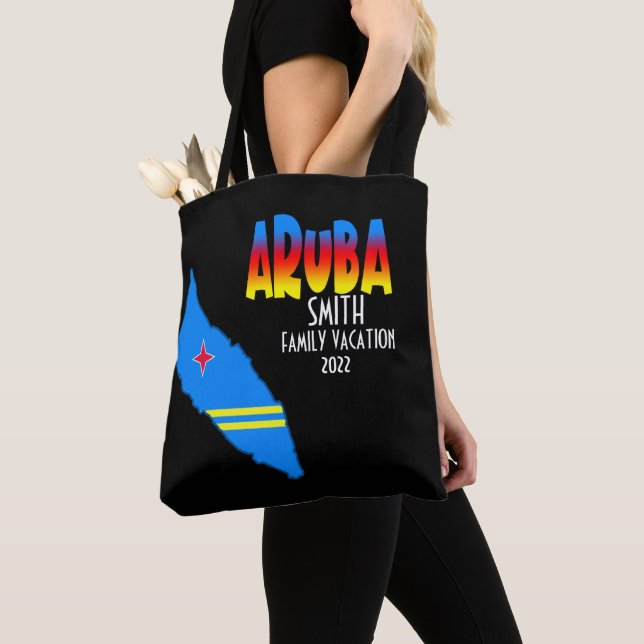 Tote Bag Carte d'Aruba Correspondance Groupe Vacances Crois (De près)