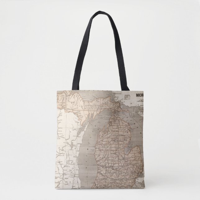 Tote Bag Carte d'atlas du Michigan (Devant)