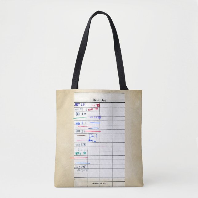 Tote Bag Carte de bibliothèque Date rétrospective Échéance  (Devant)