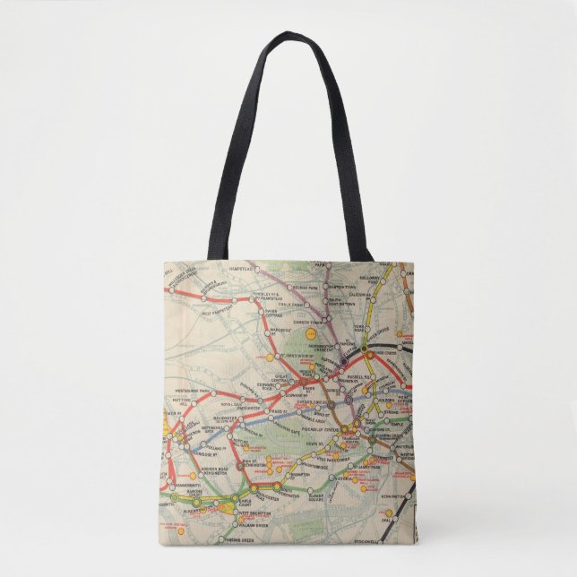 Tote Bag Carte de chemins de fer au fond de Londres (Devant)