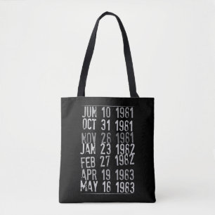 Tote Bag Carte de date de l'historique des timbres de bibli