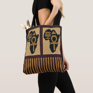 Tote Bag Carte de l'Afrique Adinkra Ankh Crochet artistique
