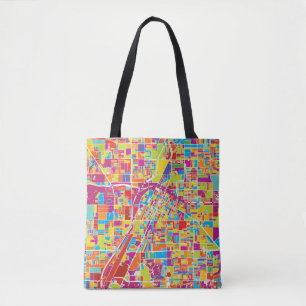 Tote Bag Carte de Las Vegas coloré, Nevada