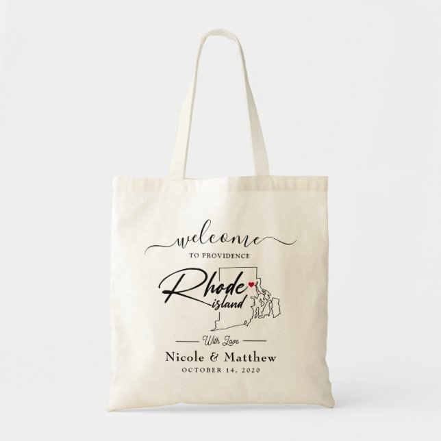 Tote Bag Carte de l'île de Rhode Accueil Mariage minimalist (Devant)