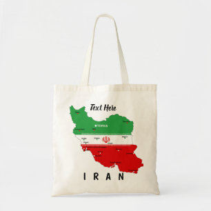 Tote Bag Carte de l'Iran avec drapeau et emblème