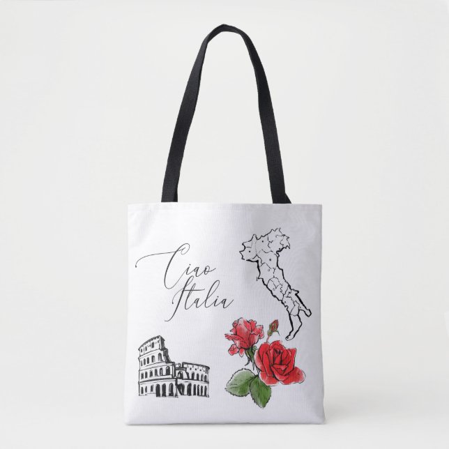 Tote Bag *~* Carte de l'Italie Ciao Italia Langue Italienne (Devant)