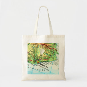 Tote Bag Carte de Pin de ville de Barcelone
