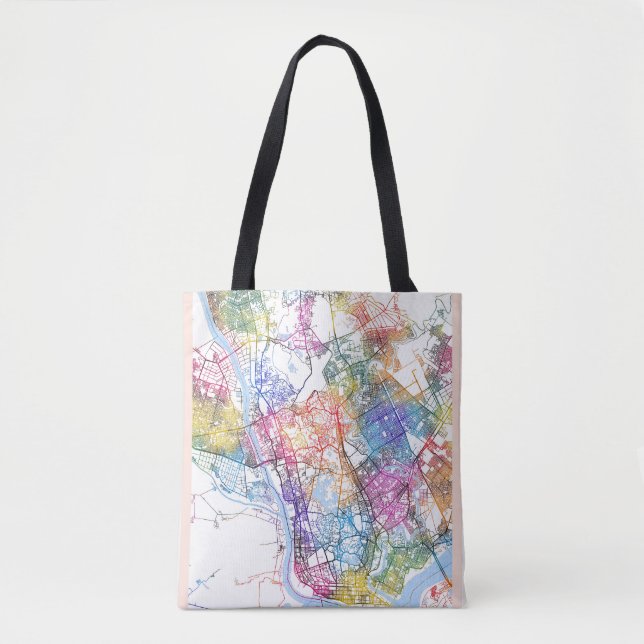 Tote Bag Carte de Yangon Myanmar (Devant)
