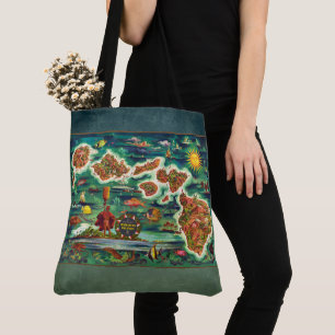 Tote Bag Carte des îles Hawaiiennes