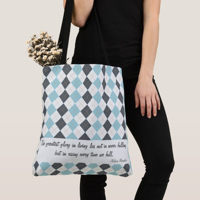 Tote Bag Carte diamant personnalisable Plaid Elegant Fourre (De près)