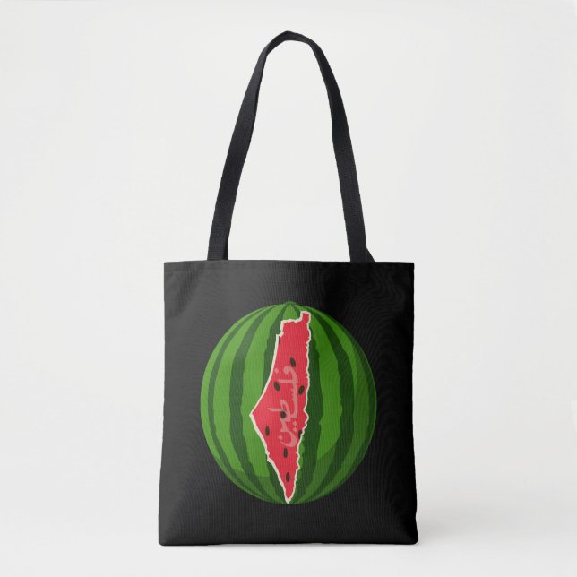 Tote Bag Carte du drapeau de la pastèque palestinienne. Pal (Devant)